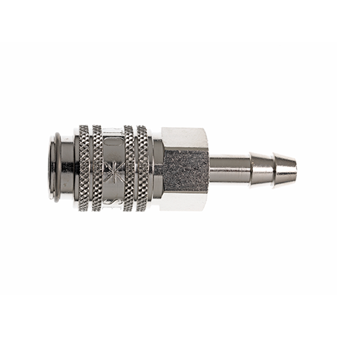 17011435 Coupling - Double Shut-off - Hose Barb Rectus double shut-off quick coupler (KB serie) On the double shut-off systems, after disconnection, the flow stops both in the coupling and in the plug. The medium remains in the hose in both connecting lines, the pressure is held constant and will not be released.