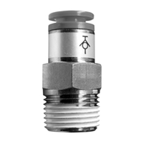 19060510 Straight Connector - With Check Valve Straight Push-in fittings are suitable to ensure a quick straight connection in a pneumatic system.