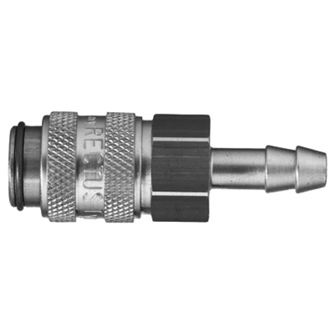 45595850 Coupling - Dry Break - Hose Barb Double shut-off quick couplings with flatsealing or dry-break system for leak-free design. (KL series). On the coupling and plug, our leak-free coupling systems have valves that build up no dead-space volume. As such, when the connection is broken, no drops of the medium being channelled are able to escape. This variant is especially suitable for transporting aggressive media or in sensitive environments like in cleanrooms.