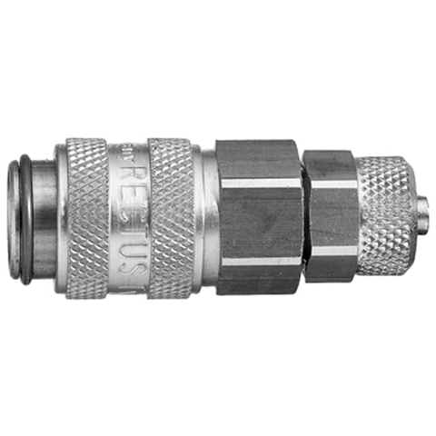 47361050 Coupling - Dry Break - Plastic Hose Connection Double shut-off quick couplings with flatsealing or dry-break system for leak-free design. (KL series). On the coupling and plug, our leak-free coupling systems have valves that build up no dead-space volume. As such, when the connection is broken, no drops of the medium being channelled are able to escape. This variant is especially suitable for transporting aggressive media or in sensitive environments like in cleanrooms.