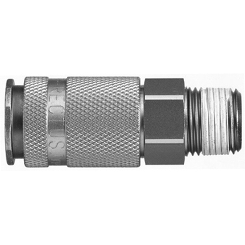 48690000 Coupling - Single Shut-off - Male Thread Rectus and Serto Single shut-off quick couplers work without a valve in the nipple but with a valve in the quick coupler. The flow is stalled when the connection is broken. (Rectus KA serie)