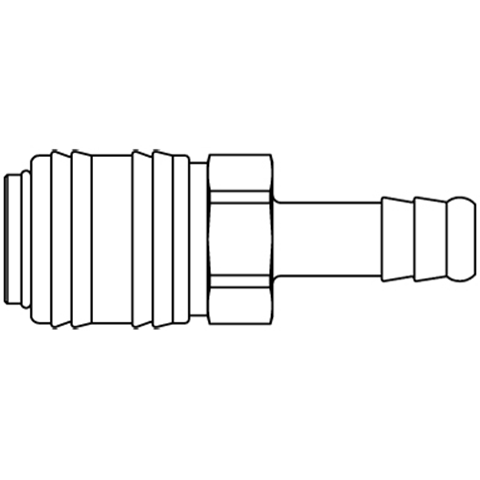 48900725 Coupling - Single Shut-off - Hose Barb Rectus and Serto Single shut-off quick couplers work without a valve in the nipple but with a valve in the quick coupler. The flow is stalled when the connection is broken. (Rectus KA serie)