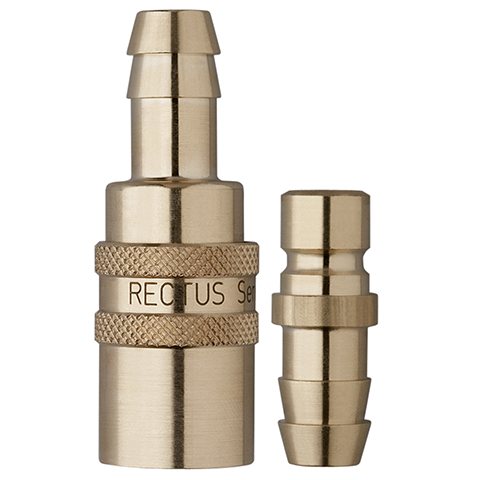 48940195 Nipple - Straight Through - Male Thread Serto and Rectus  quick coupling Straight through nipples and plugs with full bore work without a valve and thus achieve the best possible flow (flow). The turbulence which is normally caused by the intergrated valves is not present.