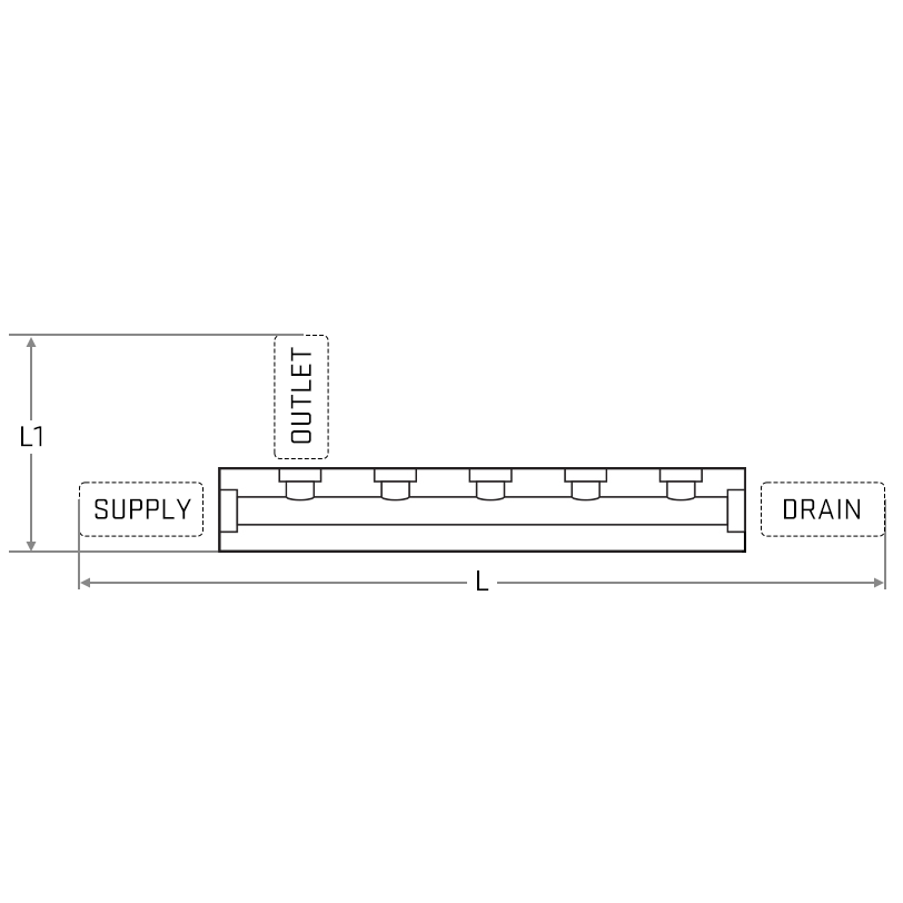 Manifold SS Barstock BSP 03-fold  O:NV6mm S:BV12mm D:BV1/2