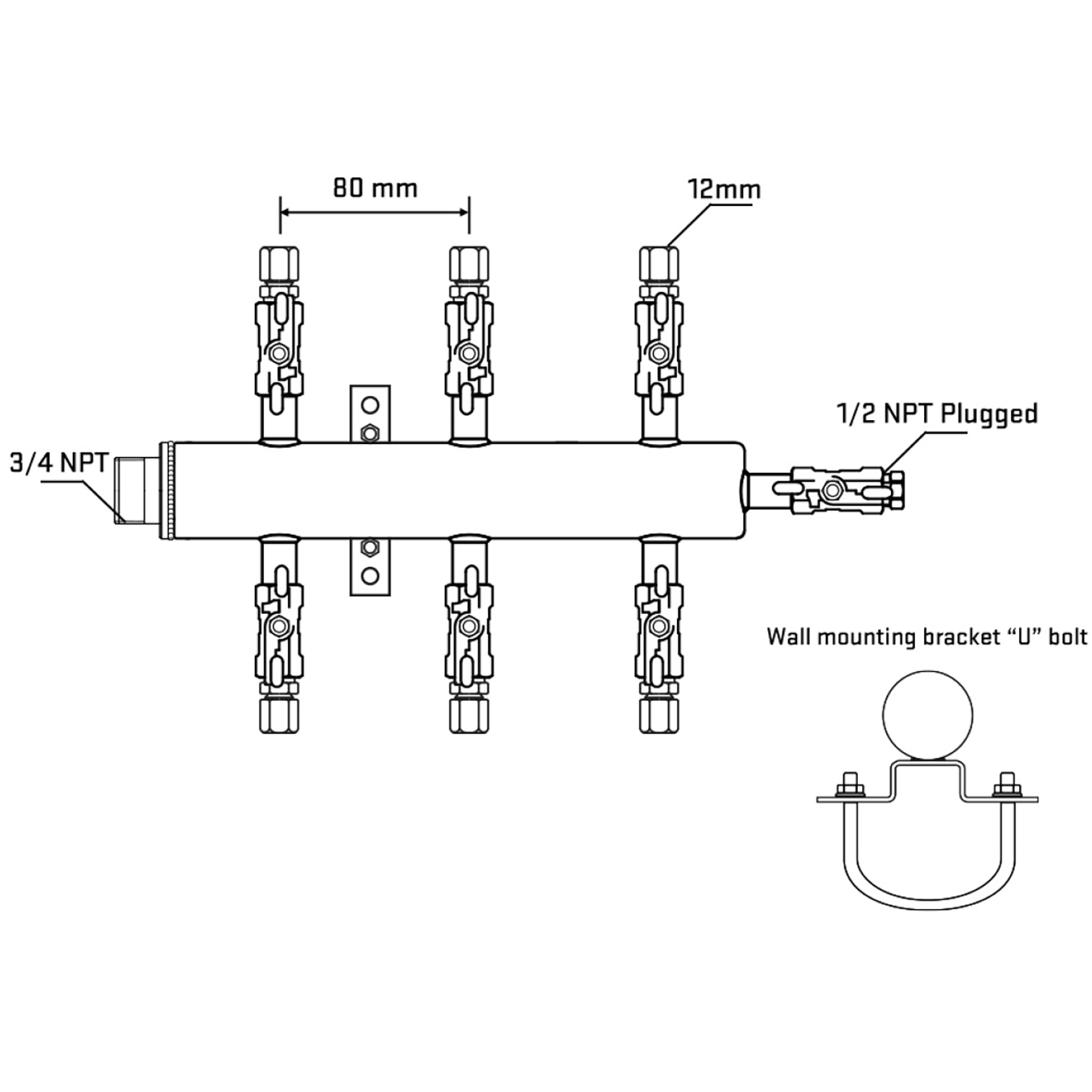 M506A041011 Manifolds Stainless Steel Double Sided