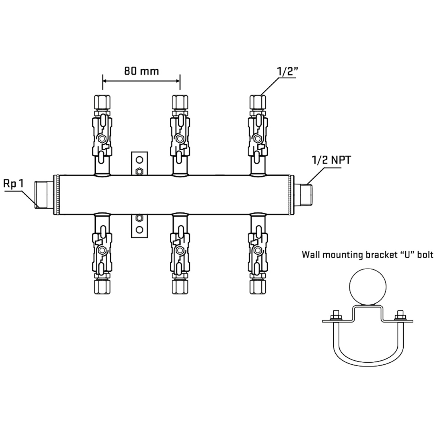 M506A050731 Manifolds Stainless Steel Double Sided