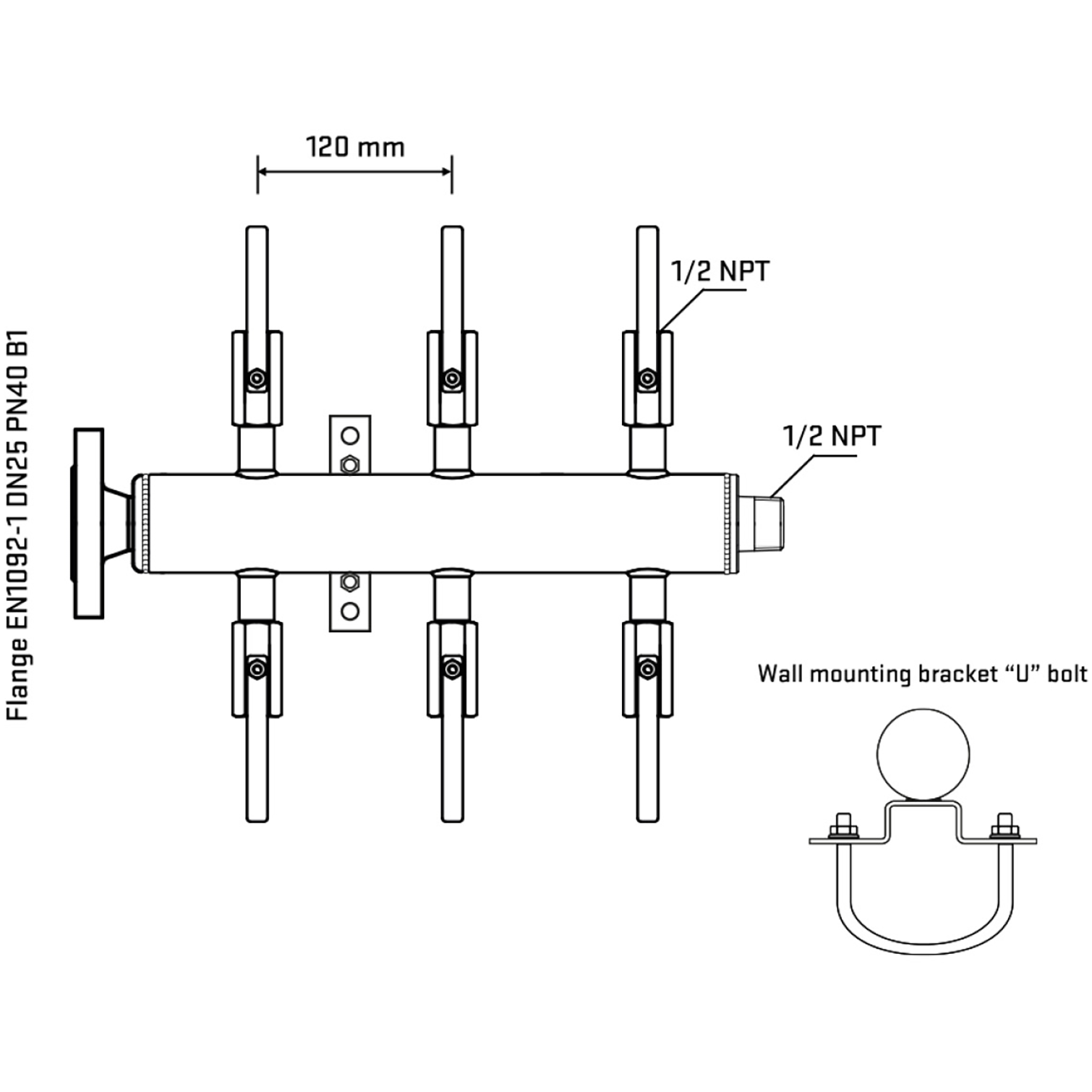 M506B080331 Manifolds Stainless Steel Double Sided