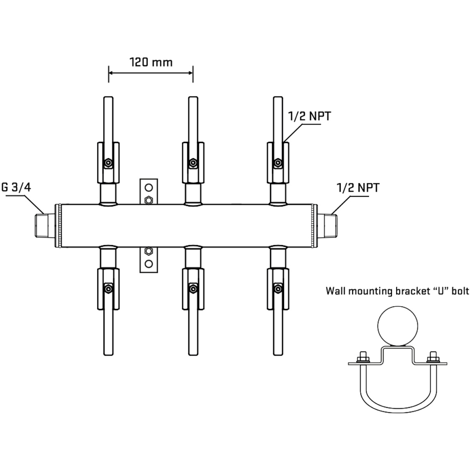 M506B080431 Manifolds Stainless Steel Double Sided