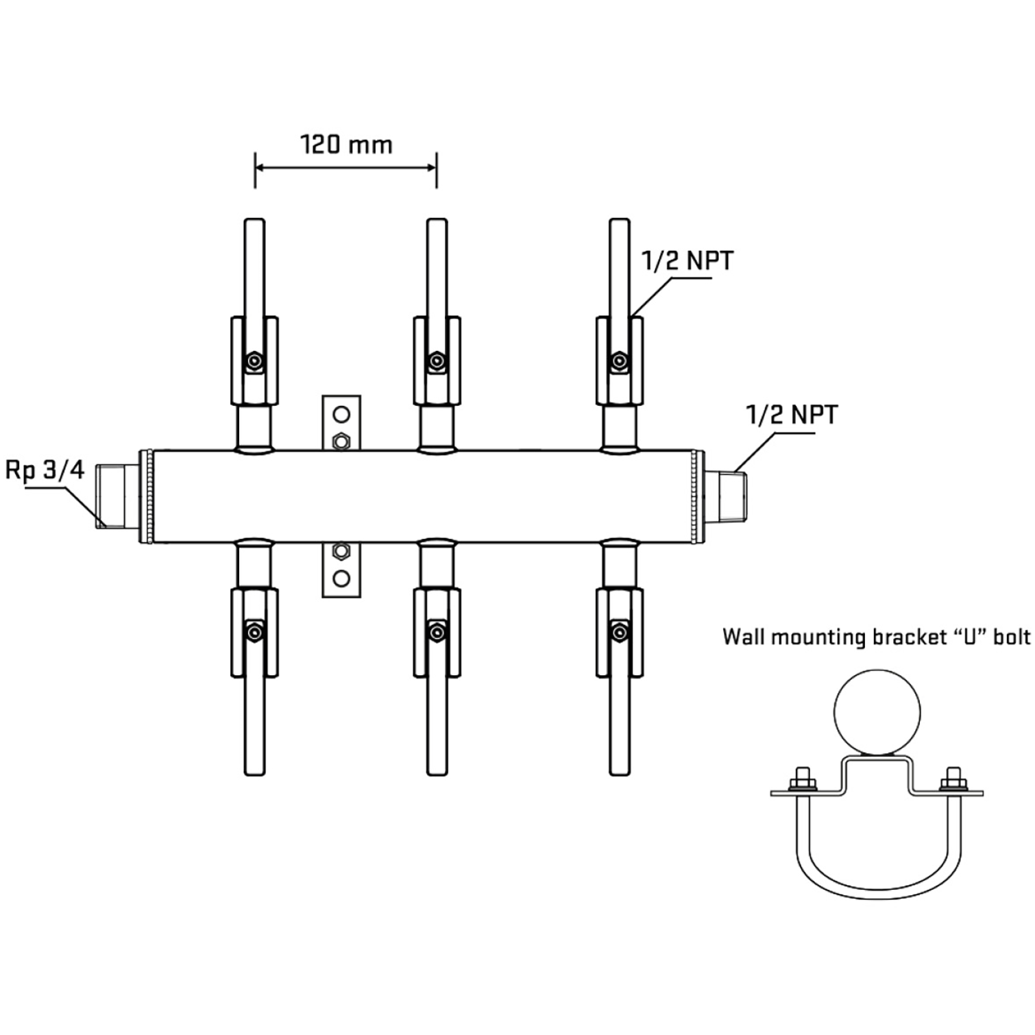 M506B080631 Manifolds Stainless Steel Double Sided