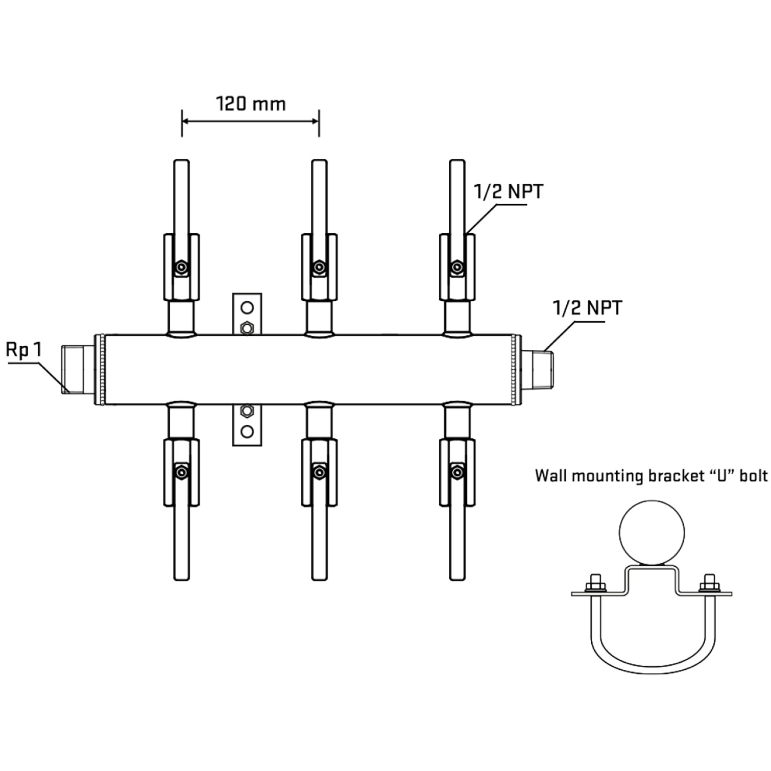 M506B080731 Manifolds Stainless Steel Double Sided