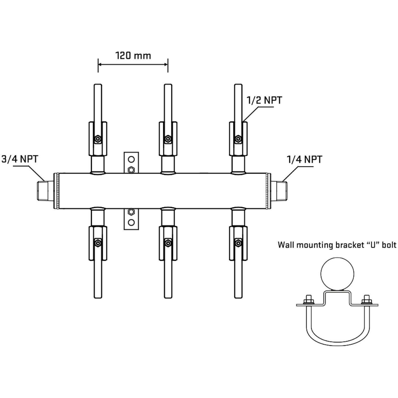 M506B080841 Manifolds Stainless Steel Double Sided