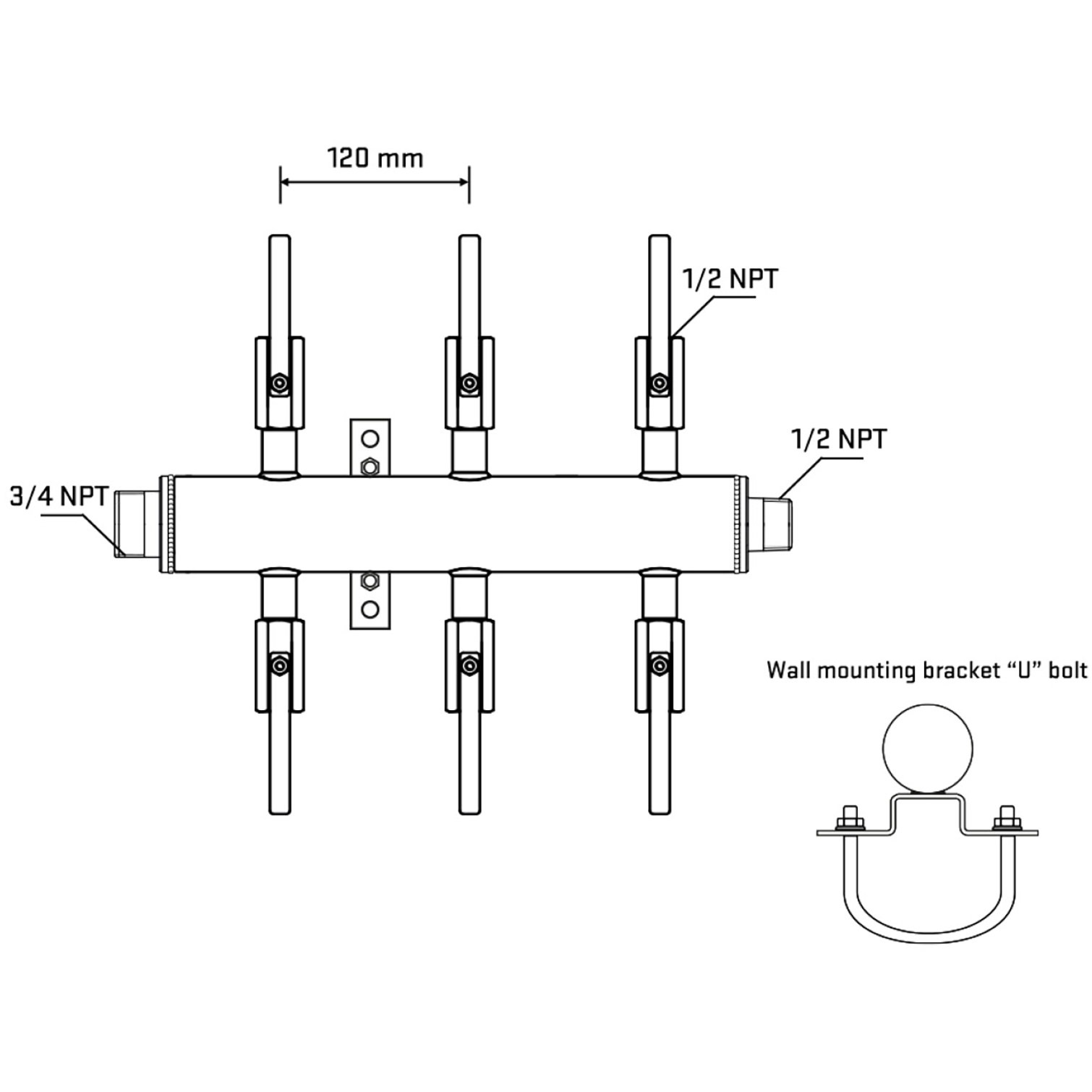 M506B081031 Manifolds Stainless Steel Double Sided