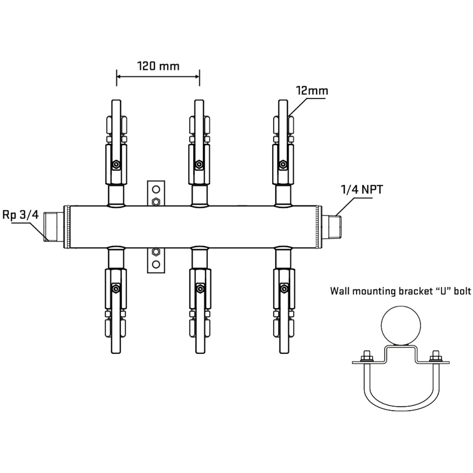 M506B100641 Manifolds Stainless Steel Double Sided