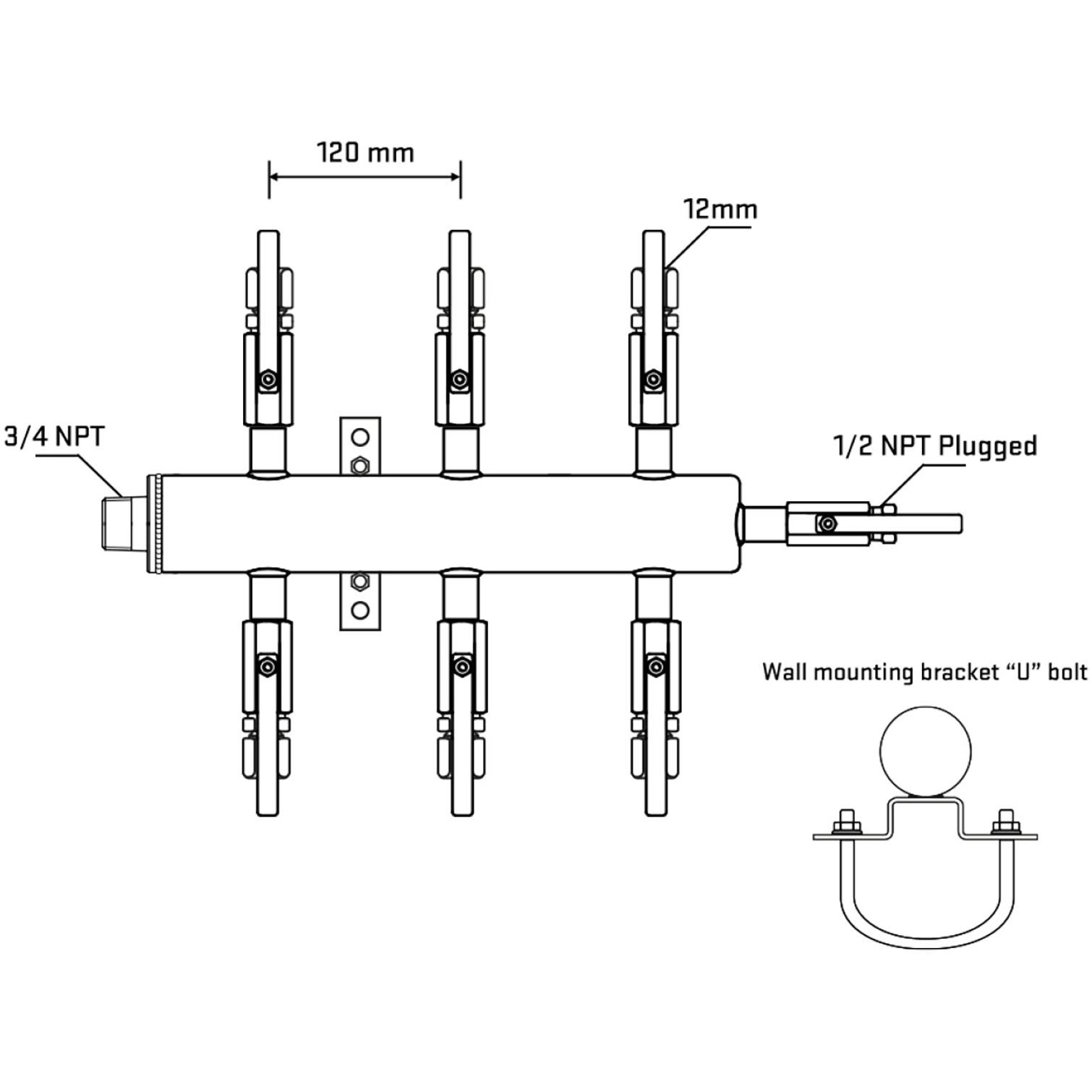 M506B100811 Manifolds Stainless Steel Double Sided