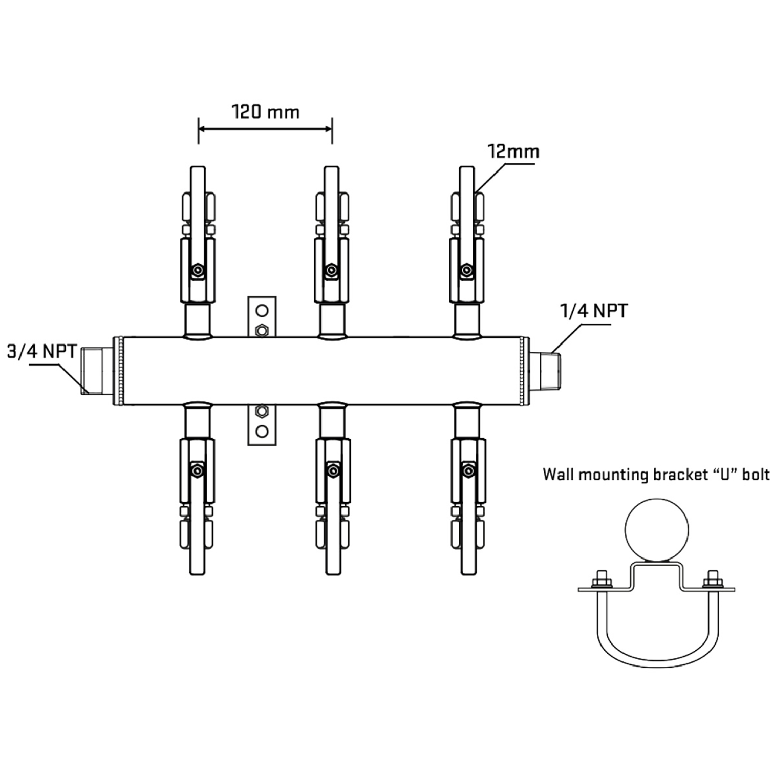 M506B101041 Manifolds Stainless Steel Double Sided