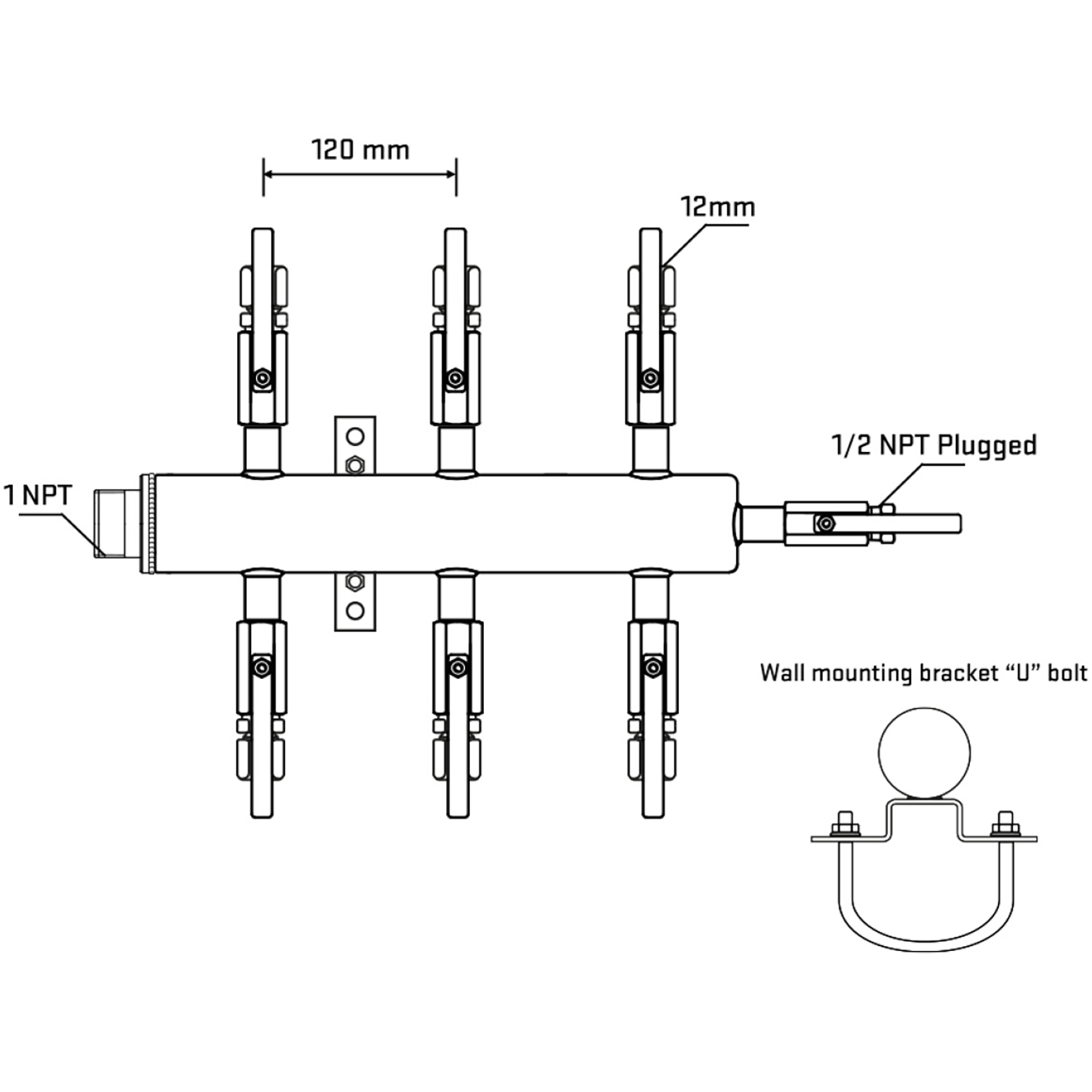 M506B101111 Manifolds Stainless Steel Double Sided