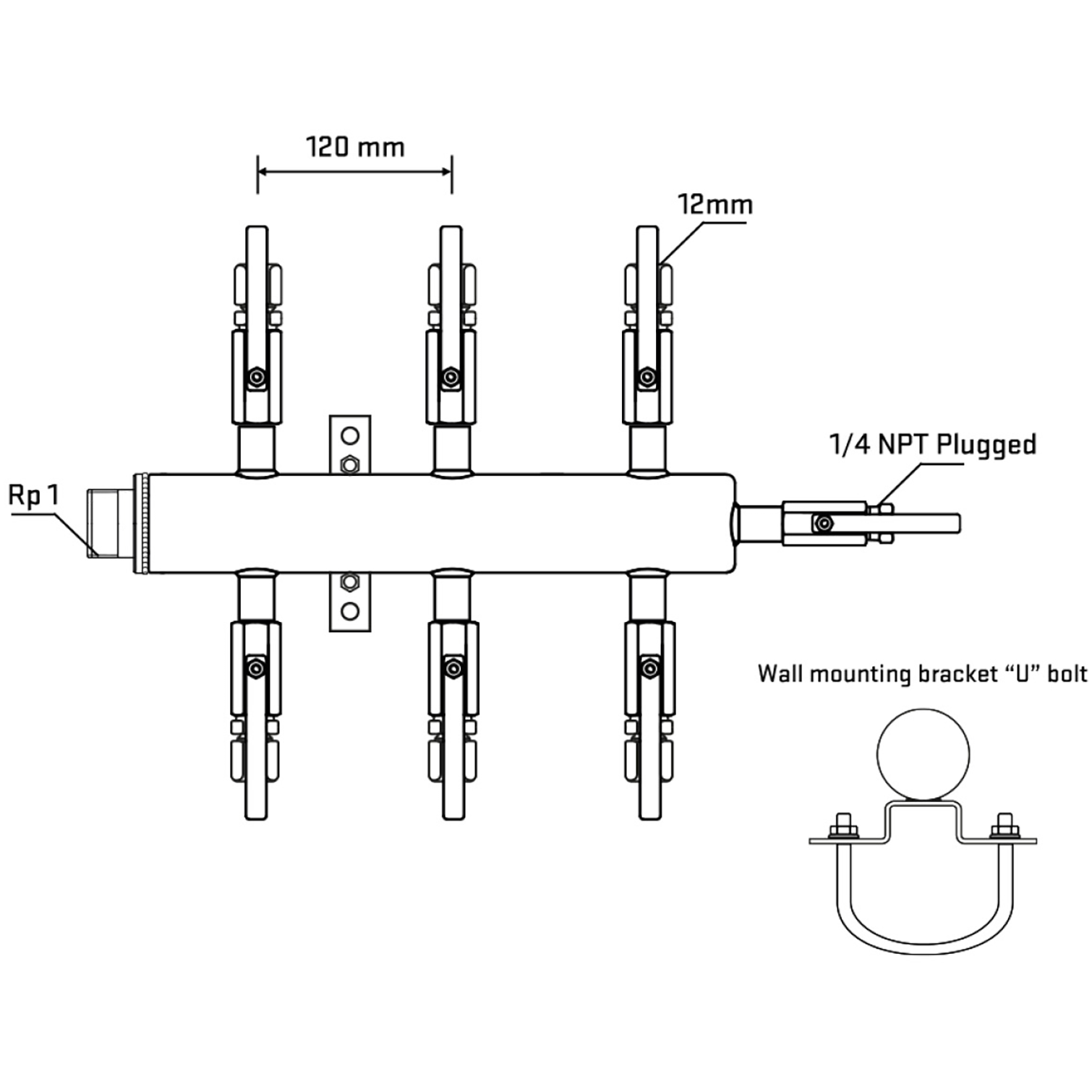 M506B110721 Manifolds Stainless Steel Double Sided