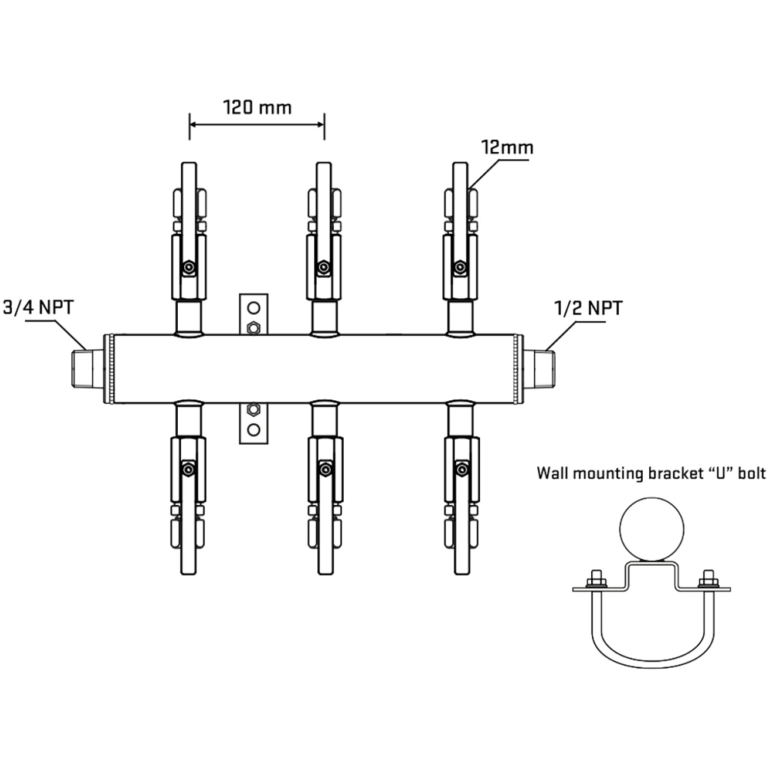 M506B110831 Manifolds Stainless Steel Double Sided