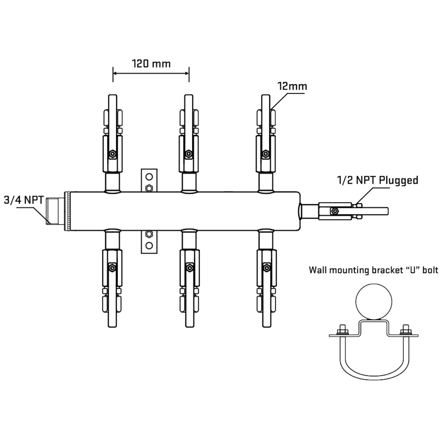 M506B111011 Manifolds Stainless Steel Double Sided