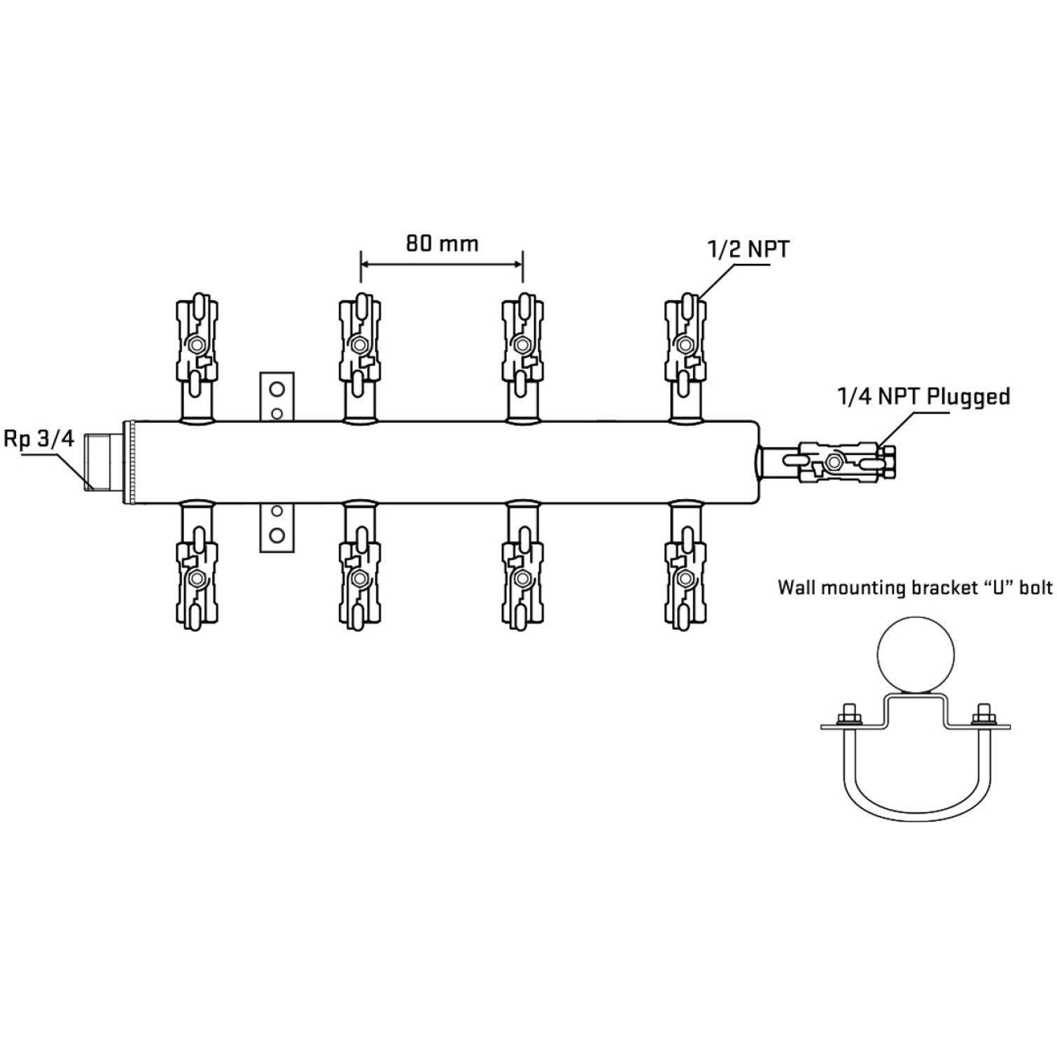 M508A010621 Manifolds Stainless Steel Double Sided