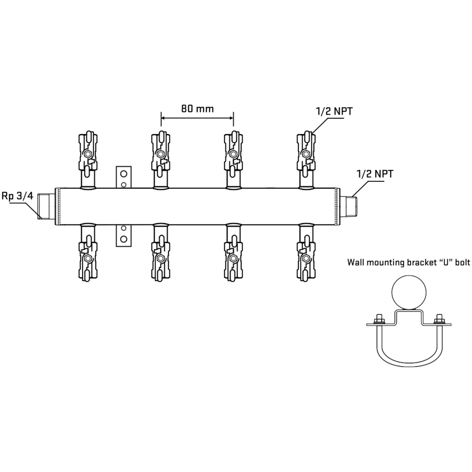 M508A010631 Manifolds Stainless Steel Double Sided