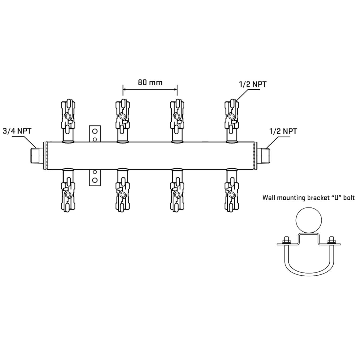 M508A010831 Manifolds Stainless Steel Double Sided