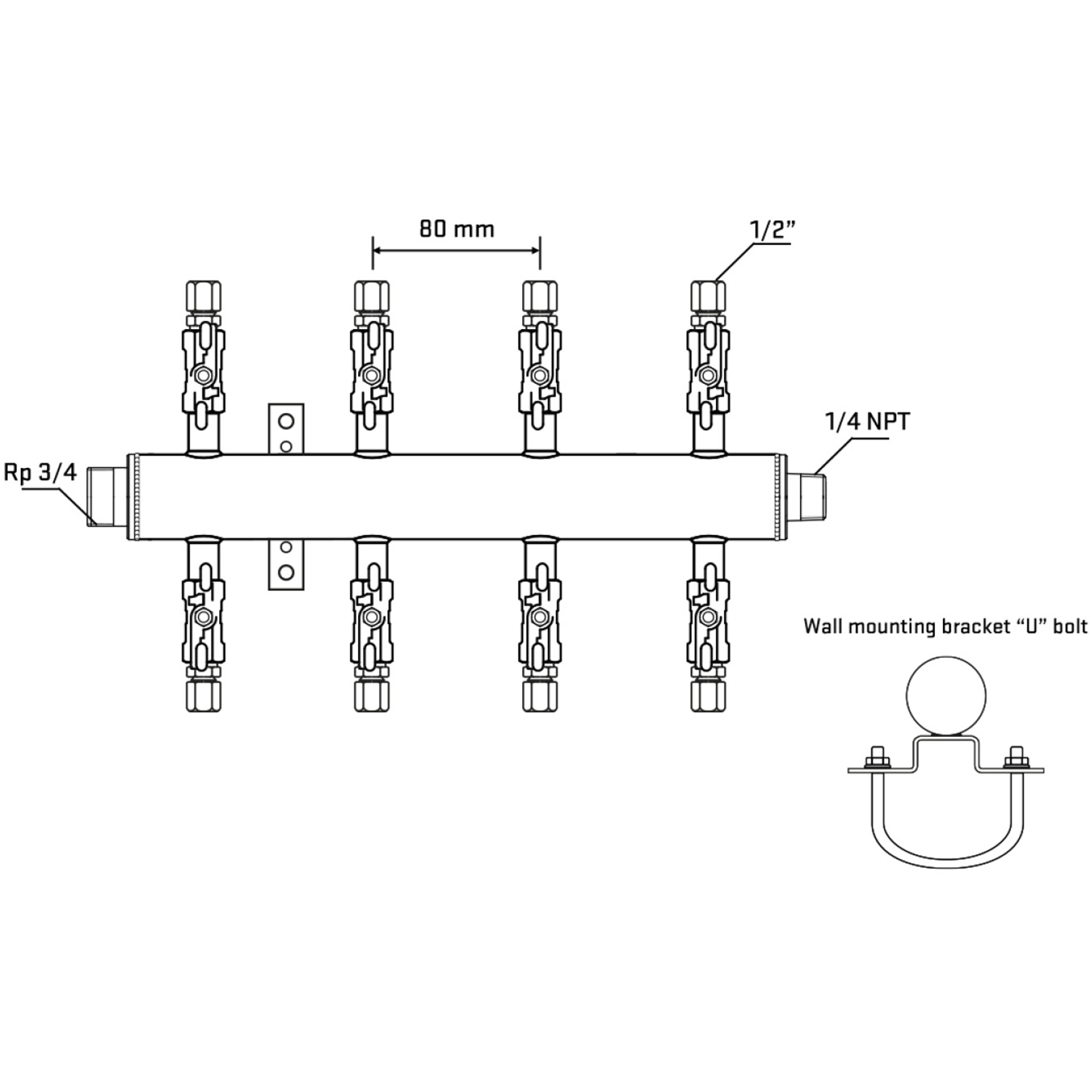 M508A050641 Manifolds Stainless Steel Double Sided