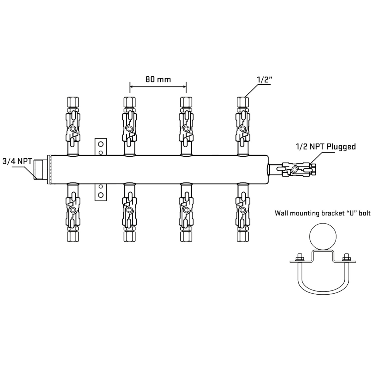 M508A051011 Manifolds Stainless Steel Double Sided