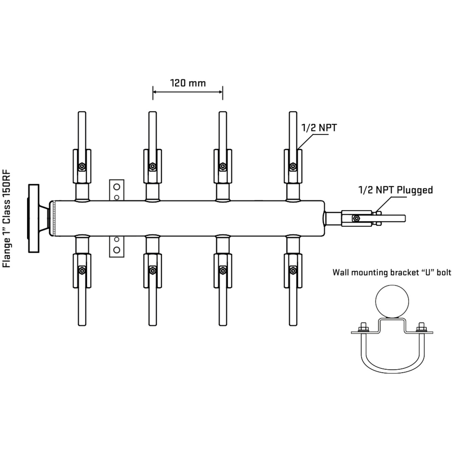 M508B080111 Manifolds Stainless Steel Double Sided