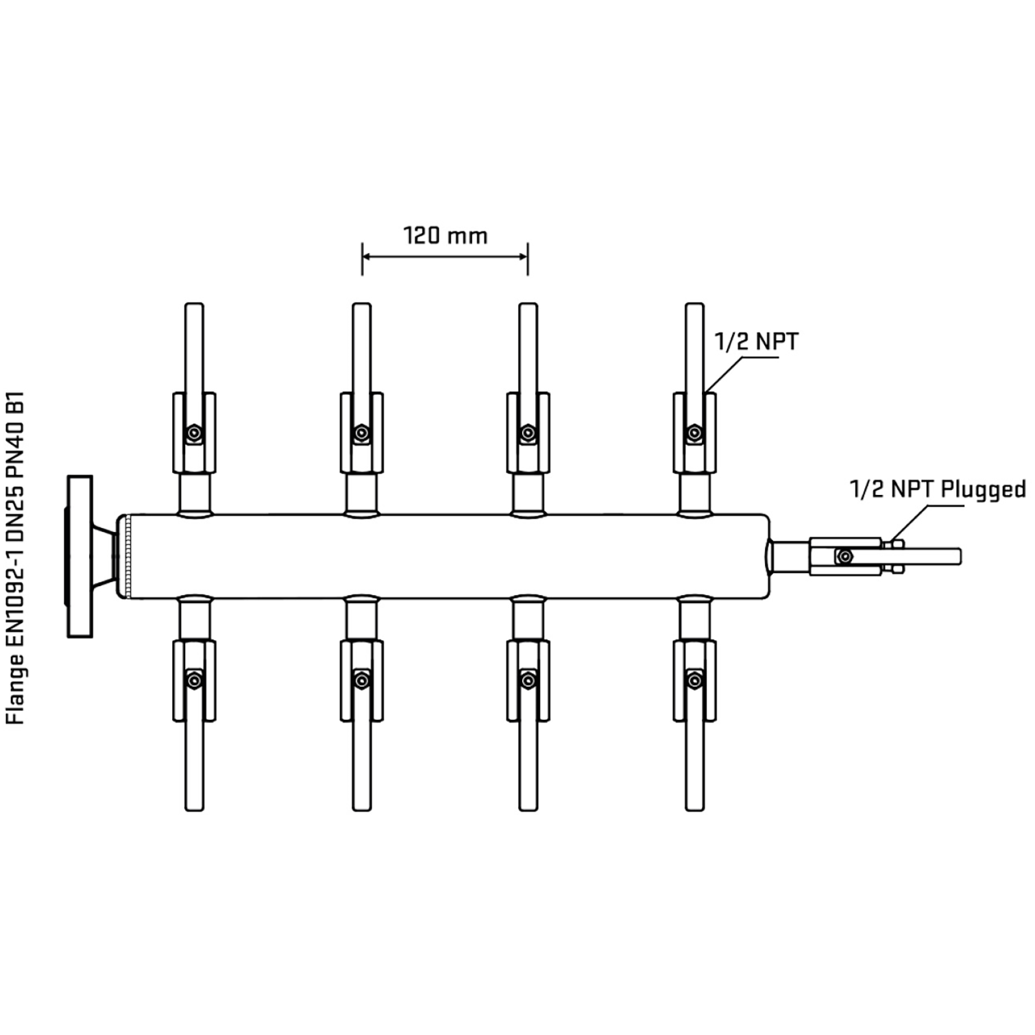 M508B080310 Manifolds Stainless Steel Double Sided