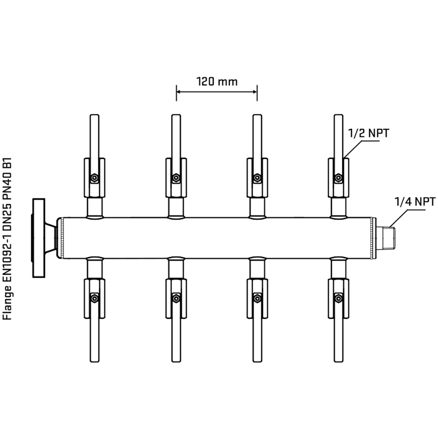 M508B080340 Manifolds Stainless Steel Double Sided