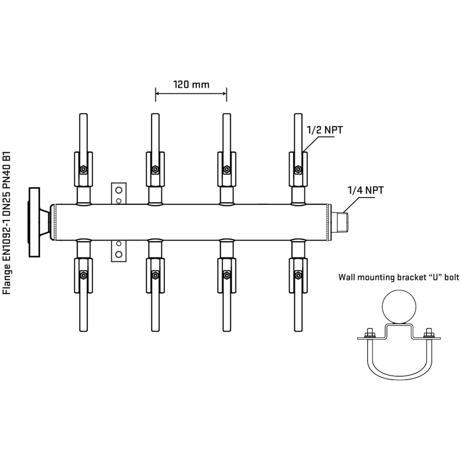 M508B080341 Manifolds Stainless Steel Double Sided