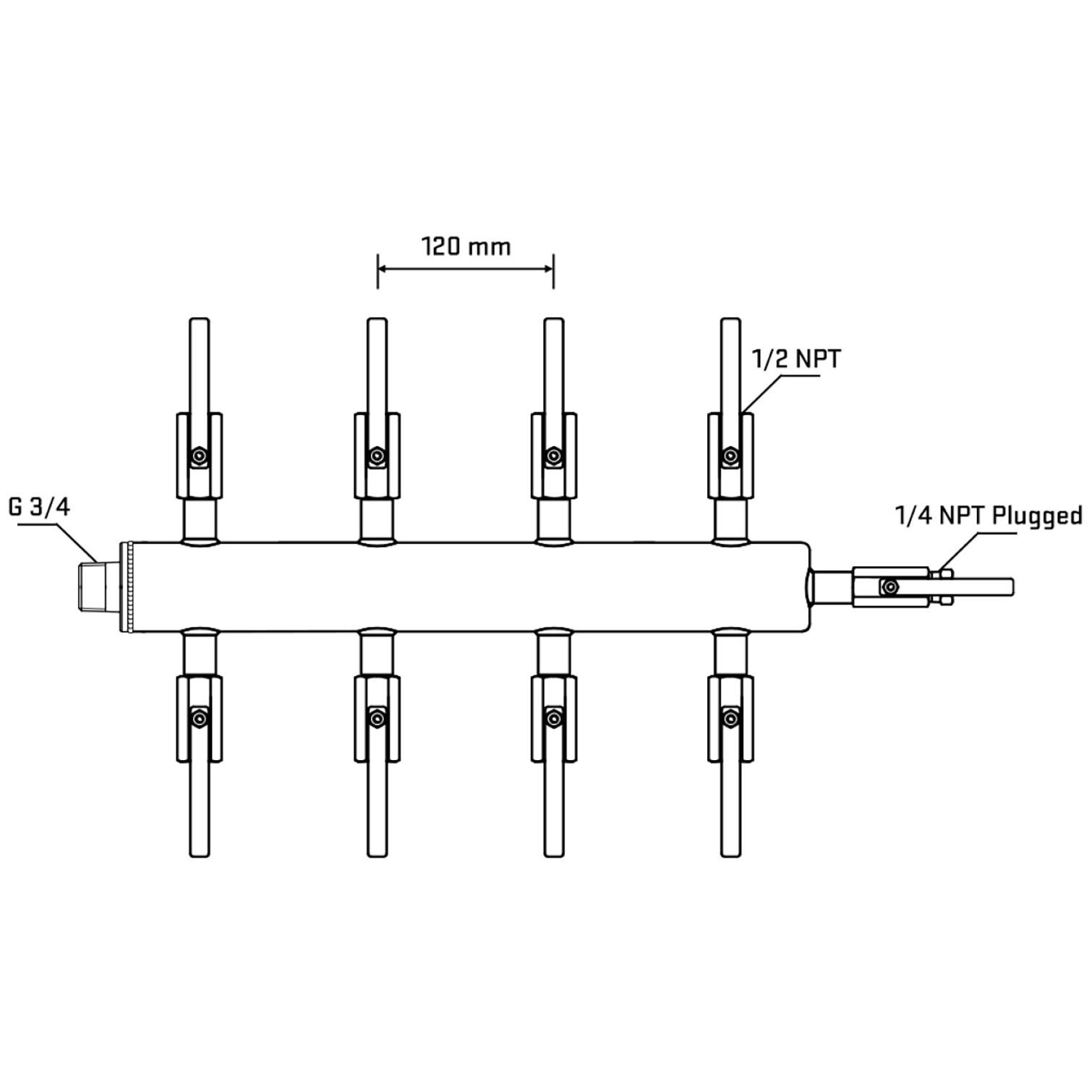 M508B080420 Manifolds Stainless Steel Double Sided