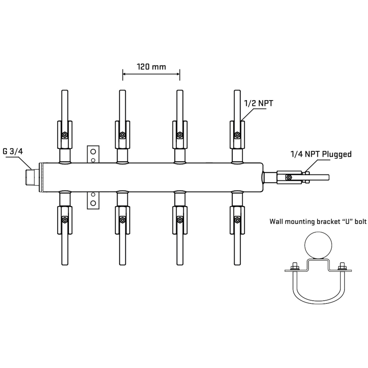 M508B080421 Manifolds Stainless Steel Double Sided