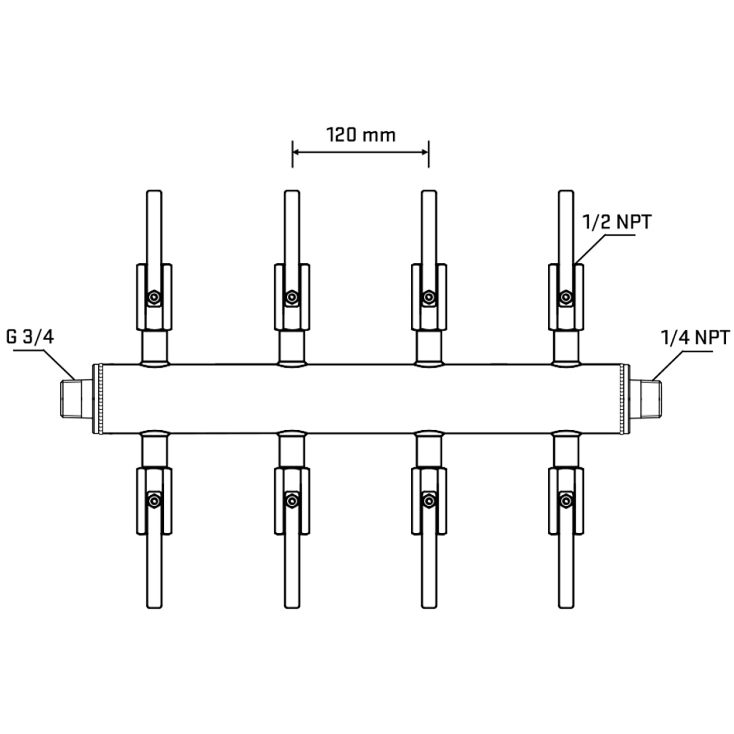 M508B080440 Manifolds Stainless Steel Double Sided