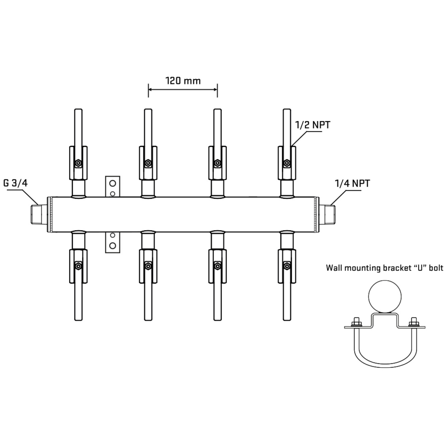 M508B080441 Manifolds Stainless Steel Double Sided