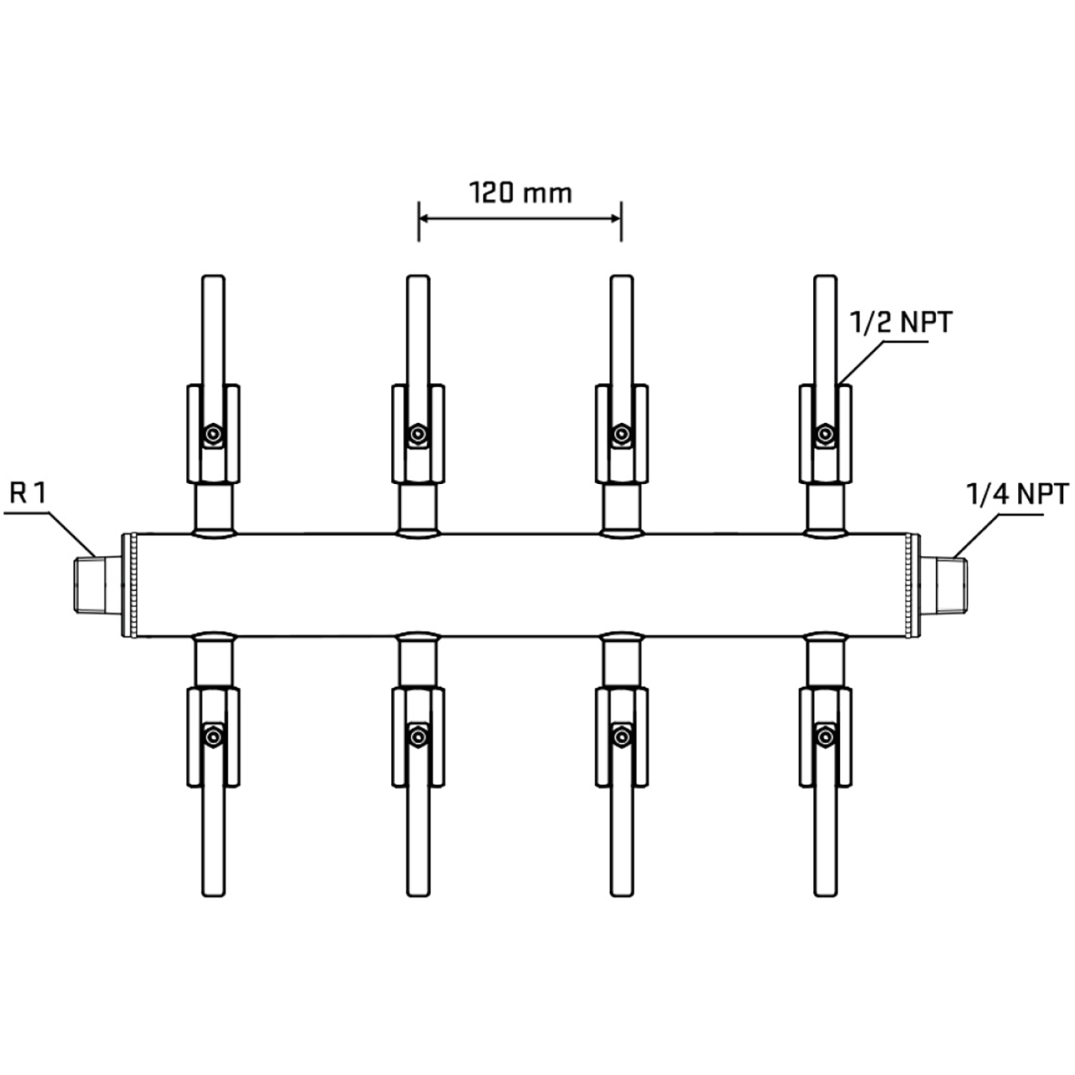 M508B080540 Manifolds Stainless Steel Double Sided