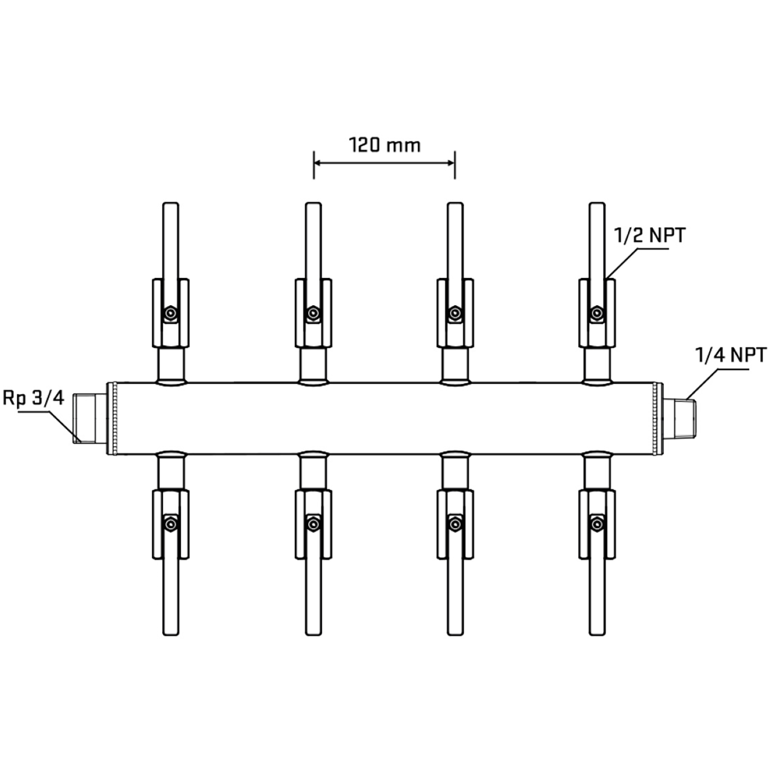 M508B080640 Manifolds Stainless Steel Double Sided