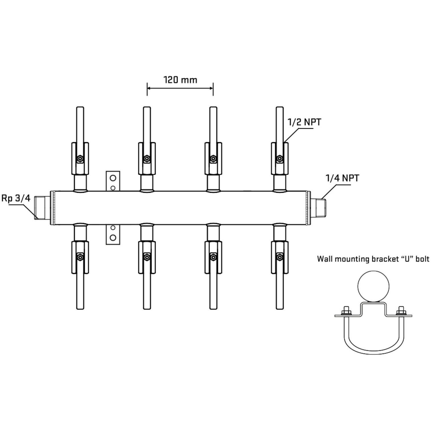 M508B080641 Manifolds Stainless Steel Double Sided