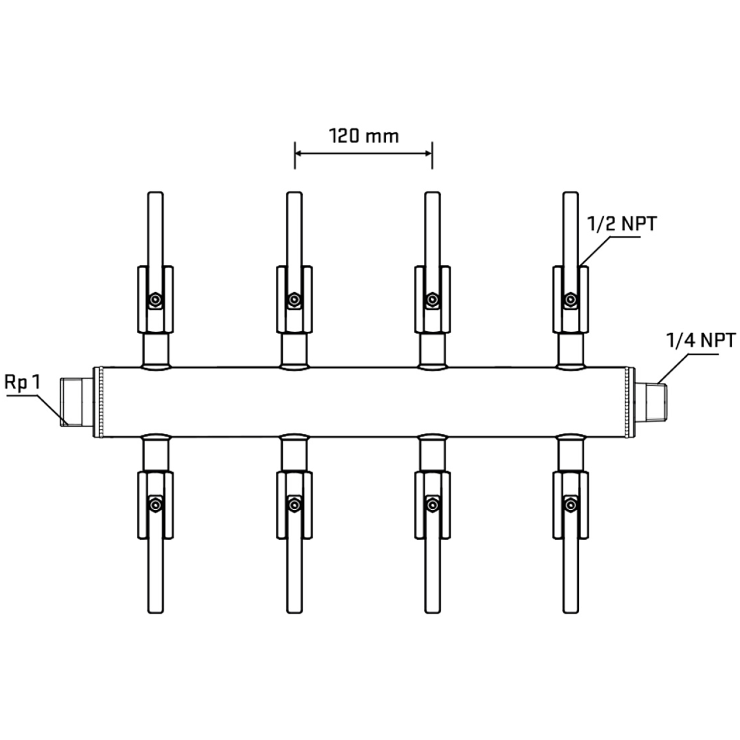 M508B080740 Manifolds Stainless Steel Double Sided