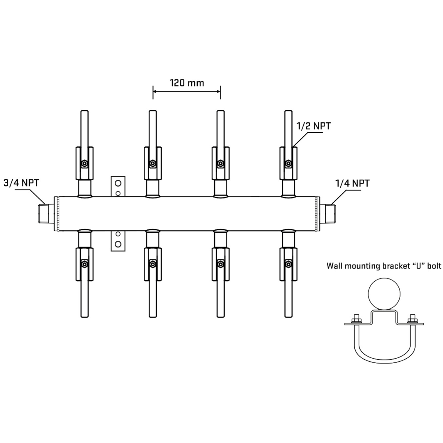 M508B080841 Manifolds Stainless Steel Double Sided