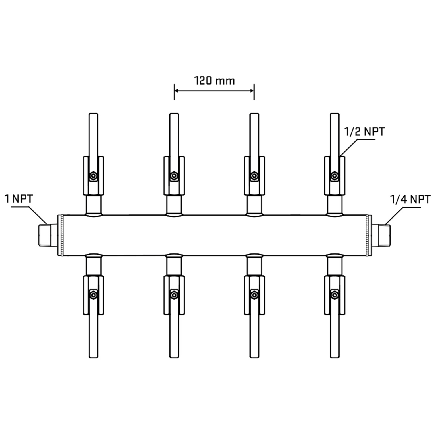 M508B080940 Manifolds Stainless Steel Double Sided