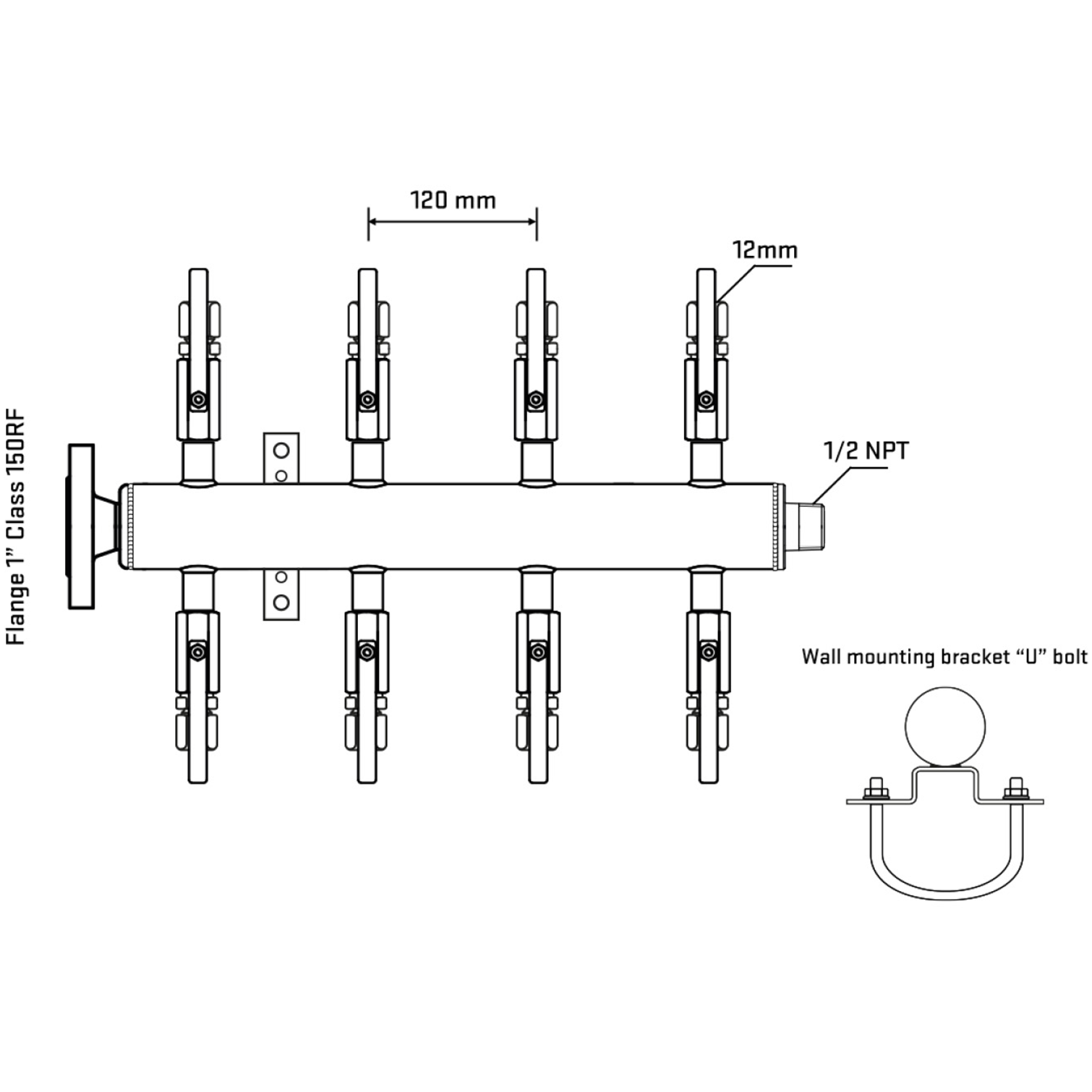 M508B100131 Manifolds Stainless Steel Double Sided