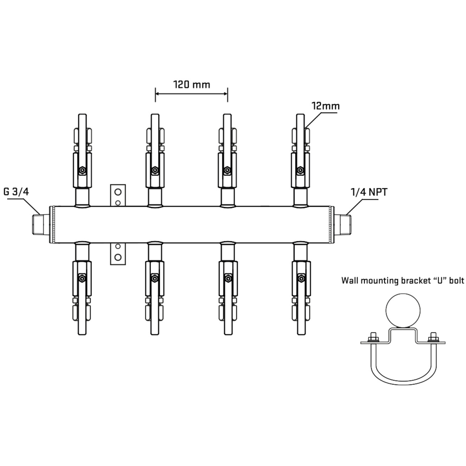 M508B100441 Manifolds Stainless Steel Double Sided