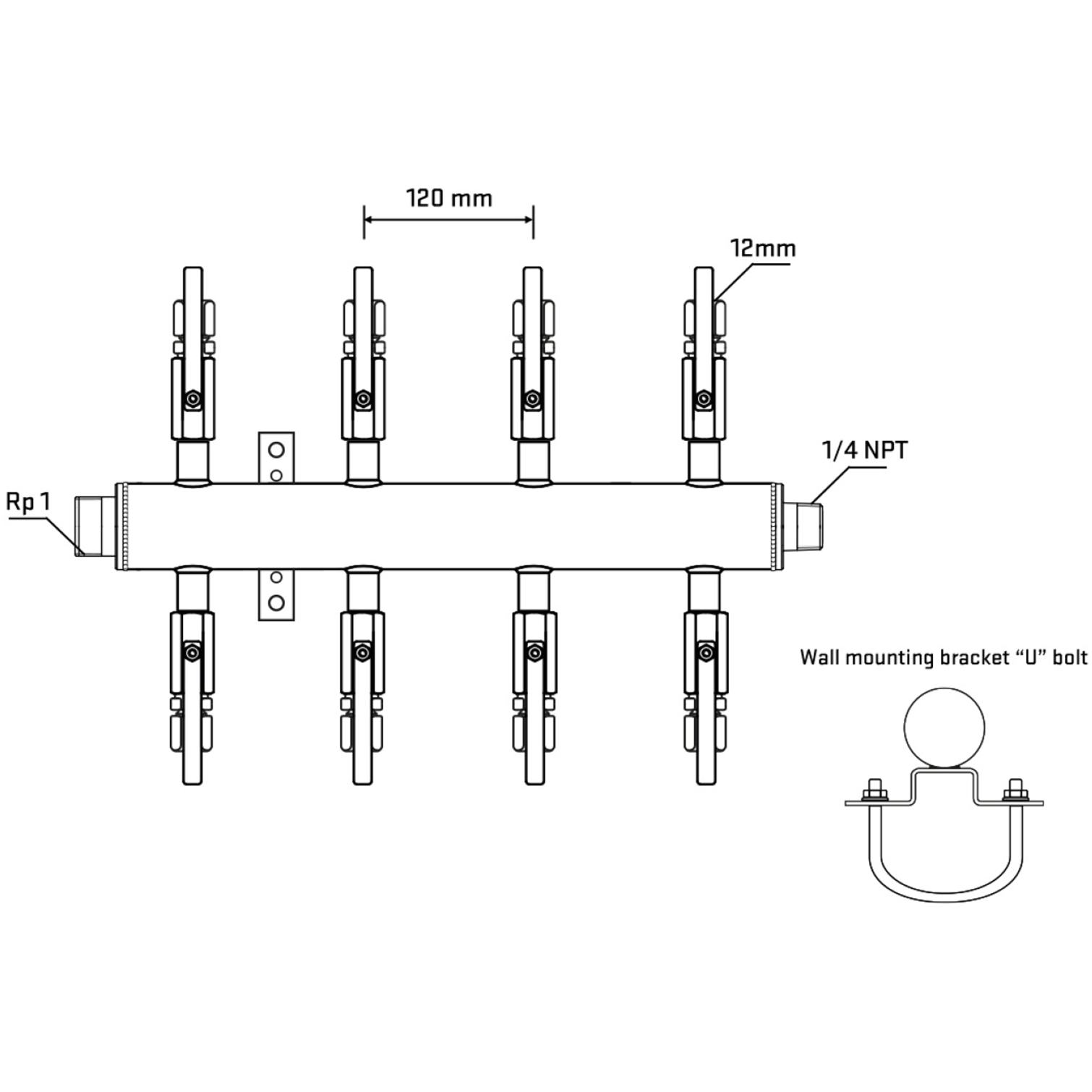 M508B100741 Manifolds Stainless Steel Double Sided