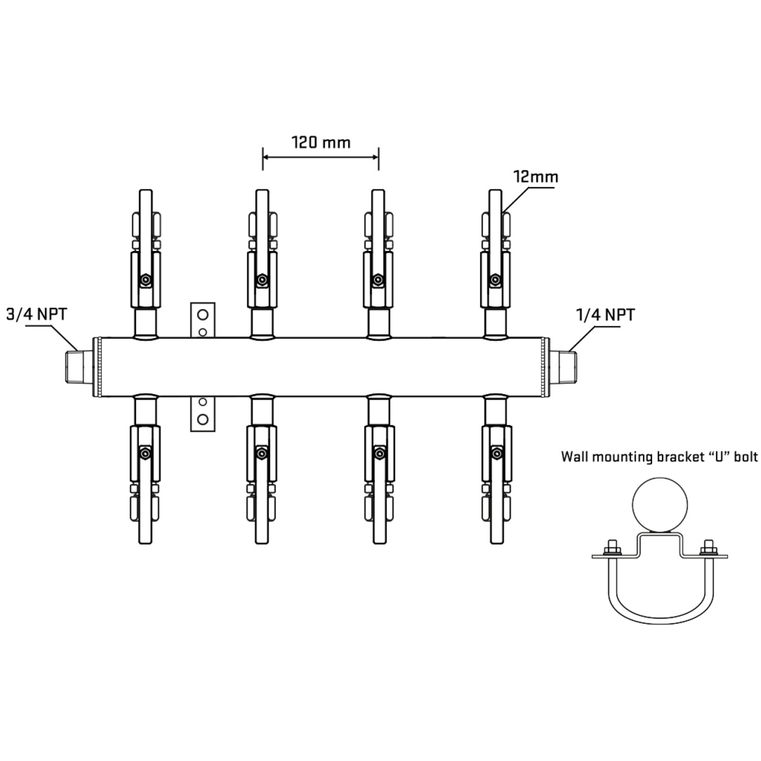 M508B100841 Manifolds Stainless Steel Double Sided