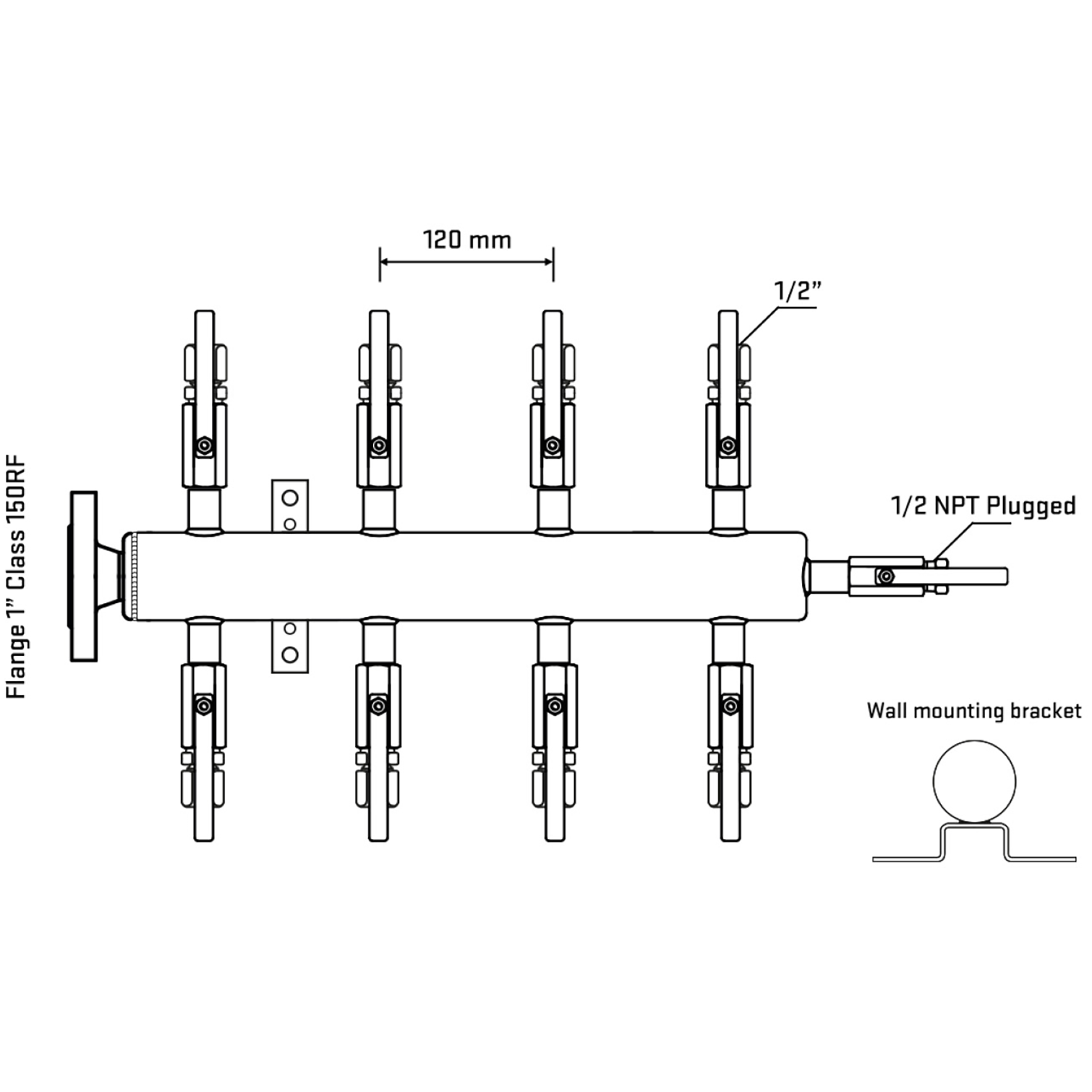 M508B120112 Manifolds Stainless Steel Double Sided