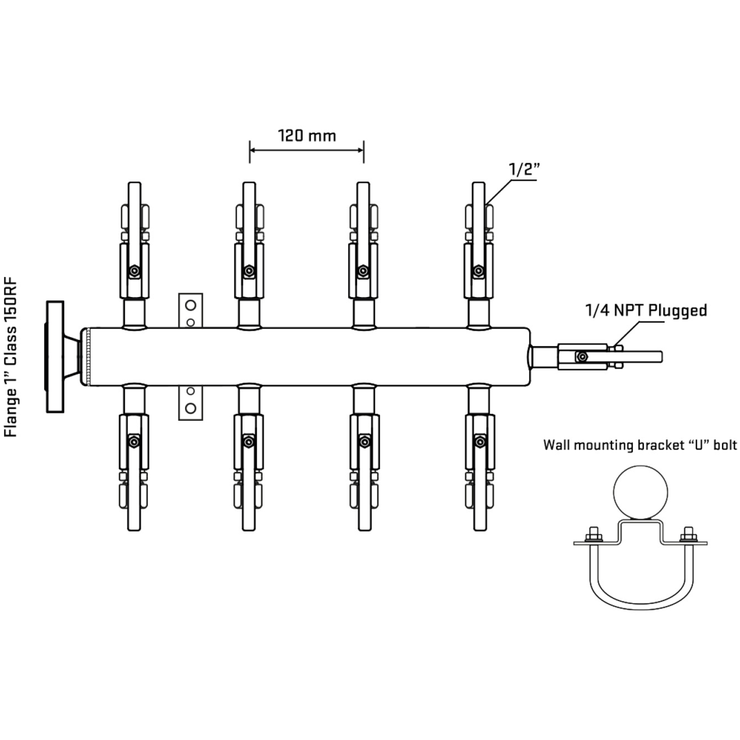 M508B120121 Manifolds Stainless Steel Double Sided