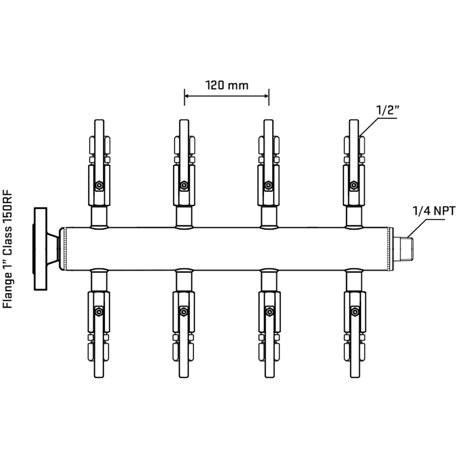 M508B120140 Manifolds Stainless Steel Double Sided