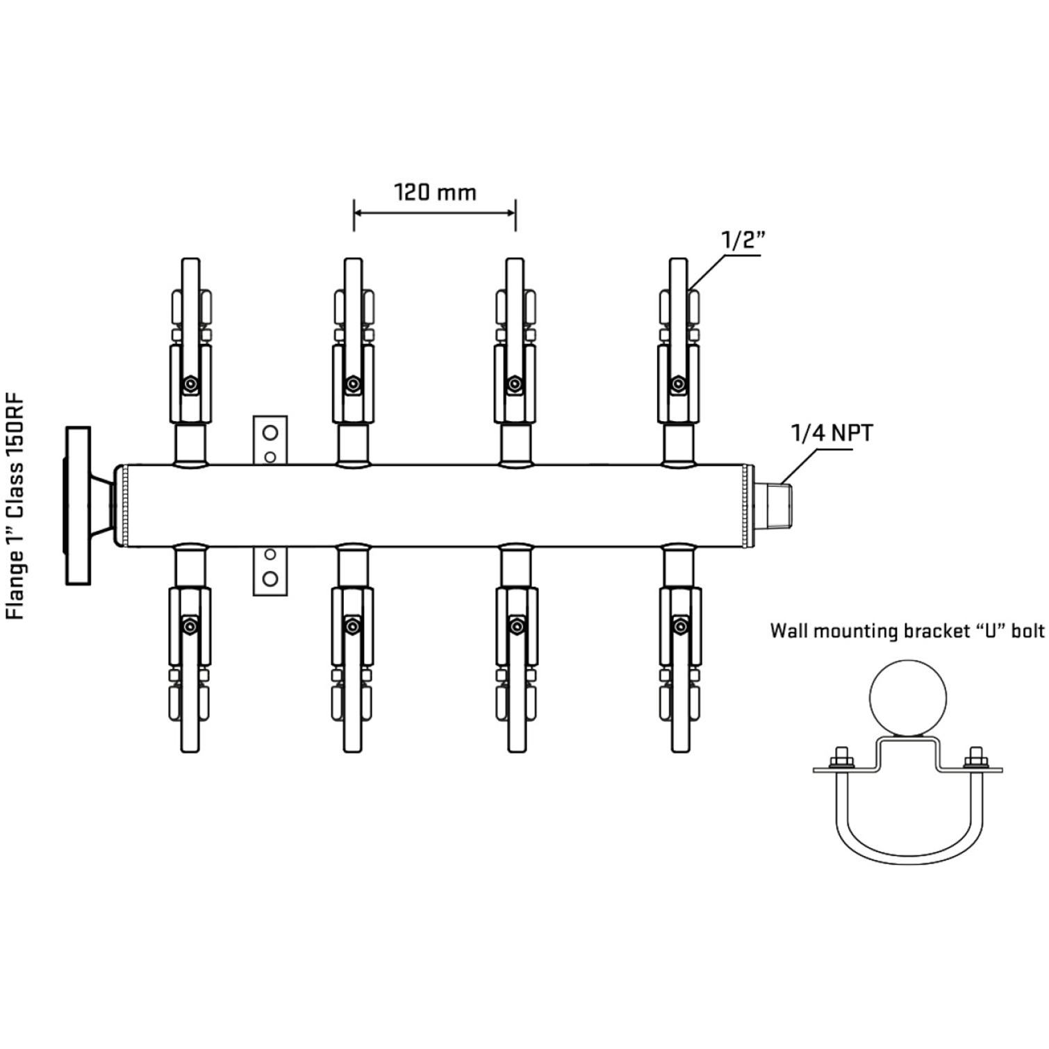 M508B120141 Manifolds Stainless Steel Double Sided